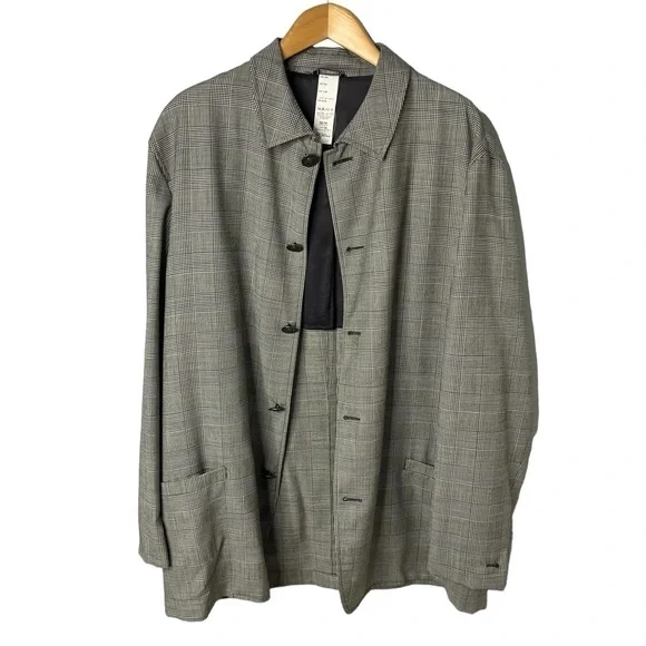 Gianni Versace Plaid Button Front Jacker Black and White Size 54 (XXL) Vintage - Picture 2 of 10